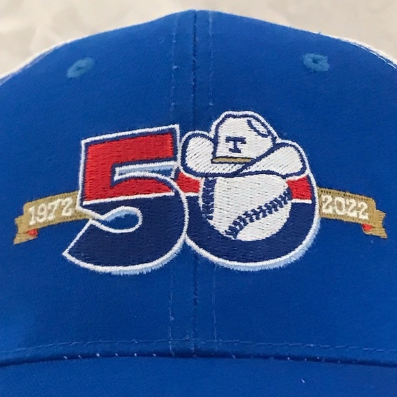 Idegy's Texas Rangers 50th Anniversary Adjustable Blue & White Baseball Cap - Picture 3 of 14